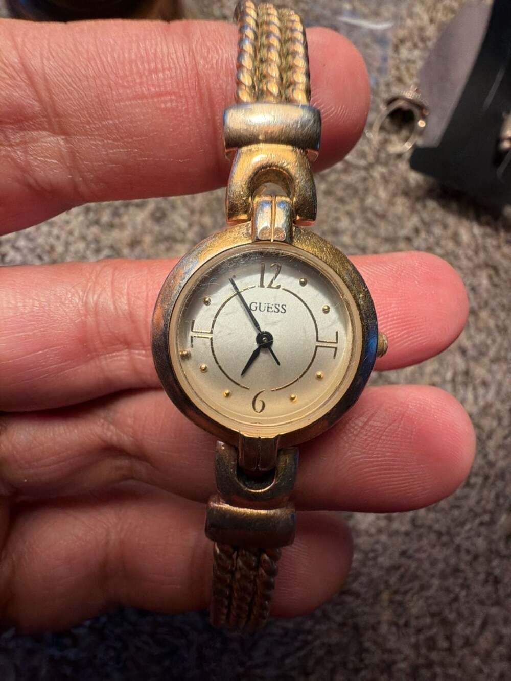 Guess Vintage Gold Tone Bracelet Watch Round Dial